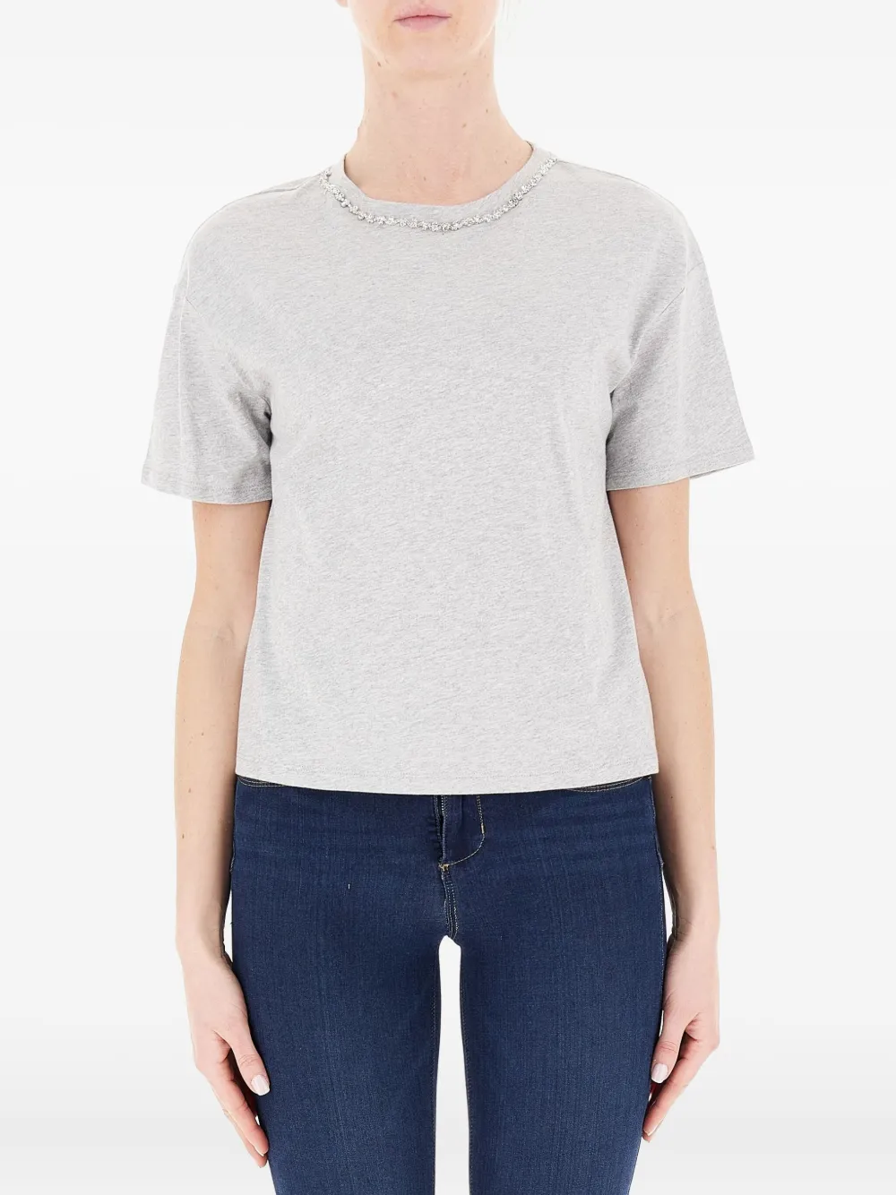 Pennyblack Crystal-embellishment T-shirt In Gray