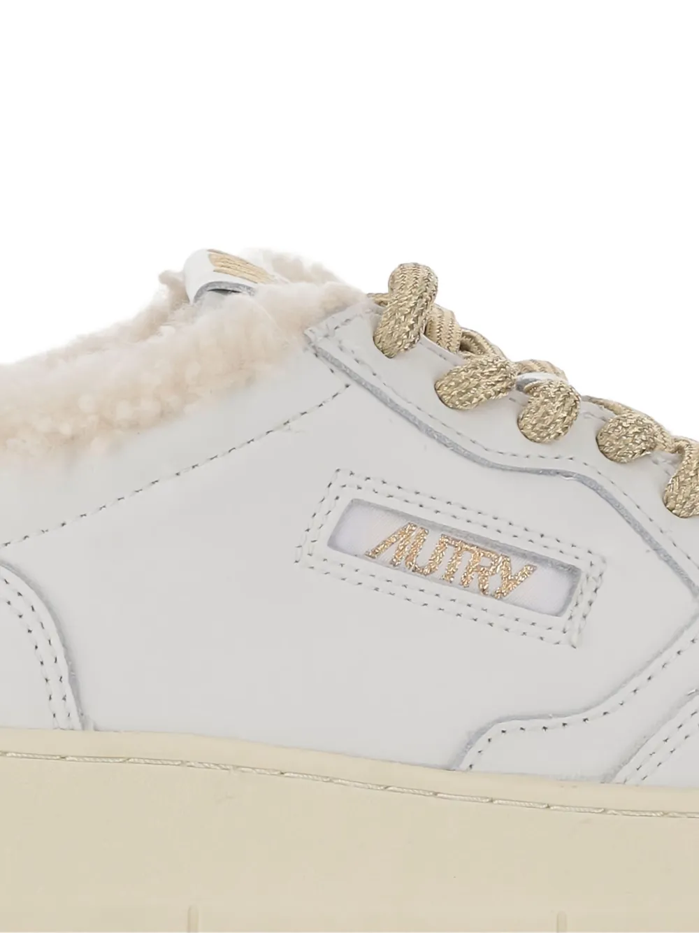 Autry Medalist shearling-trimmed leather sneakers White