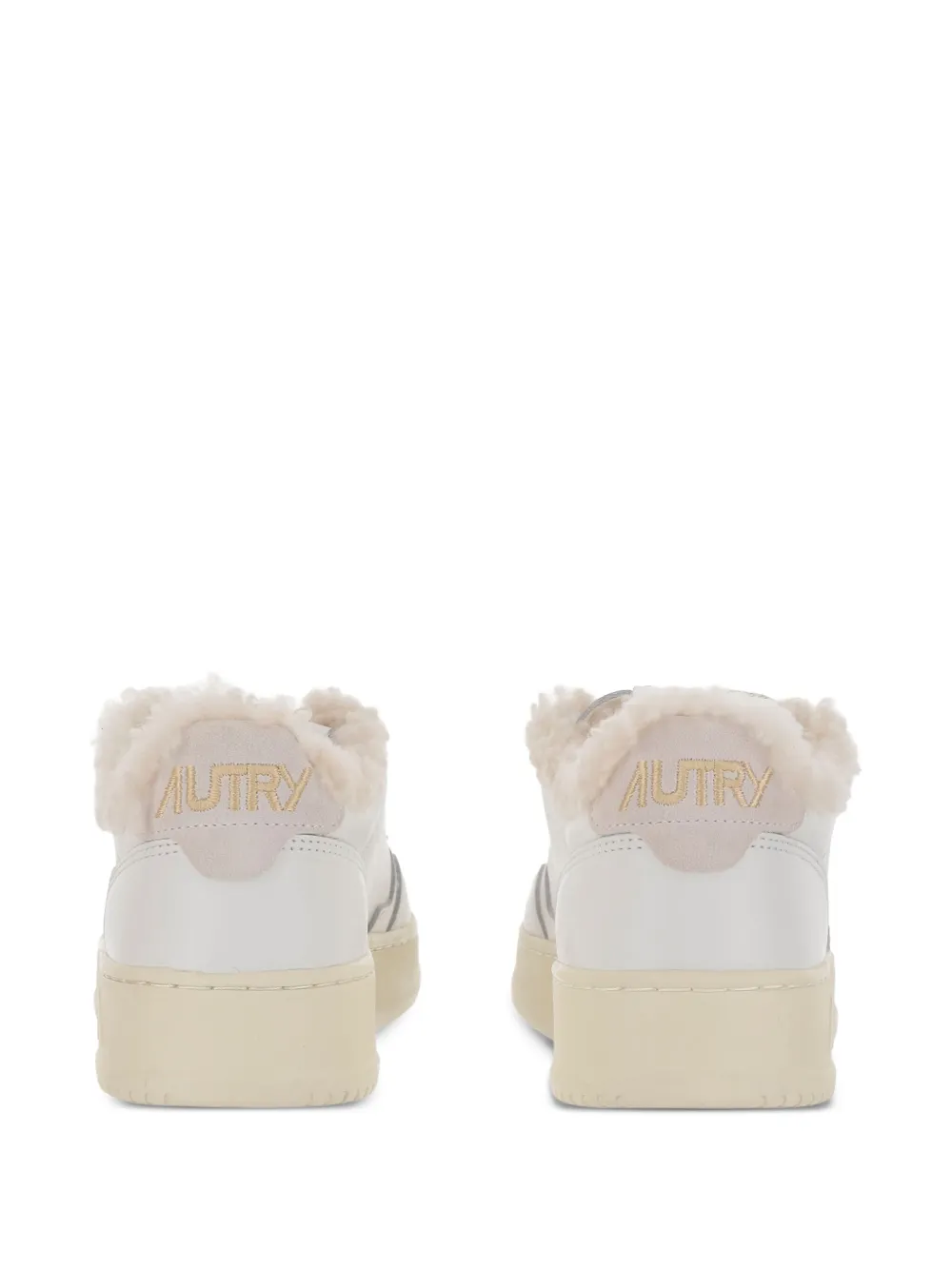 Autry Medalist shearling-trimmed leather sneakers White