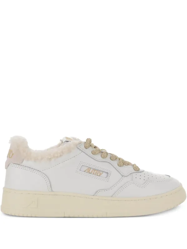 Autry Medalist shearling-trimmed Leather Sneakers White FARFETCH IN