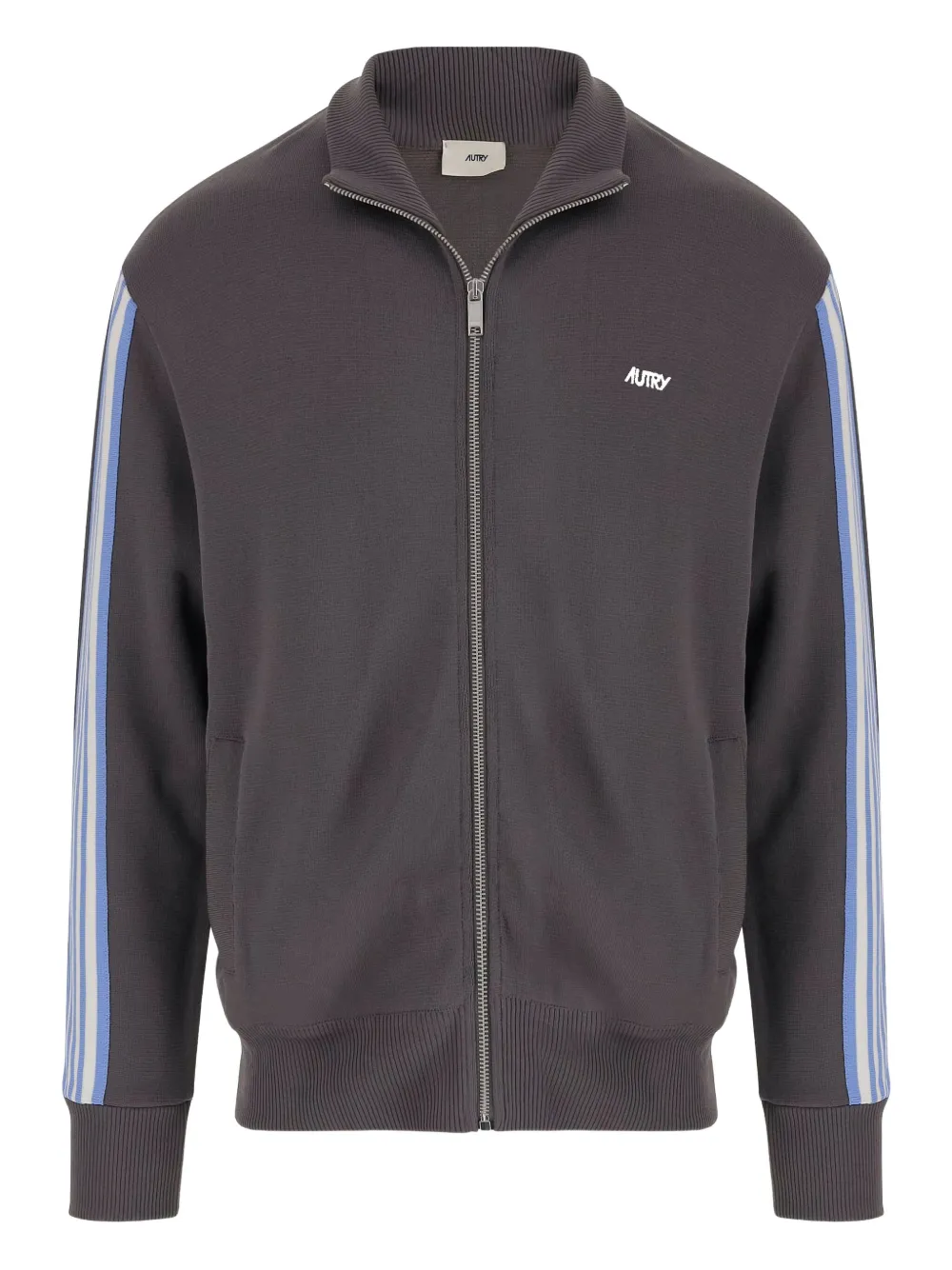 Autry stripe-detail zip-up sweater Grijs