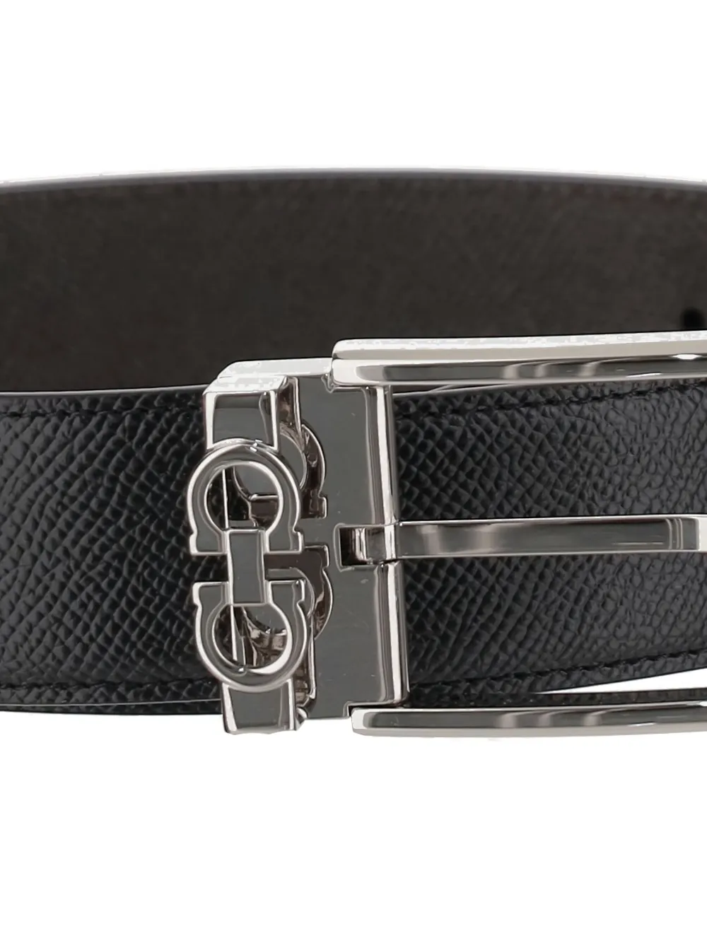 Ferragamo Omkeerbare leren gancini riem Zwart