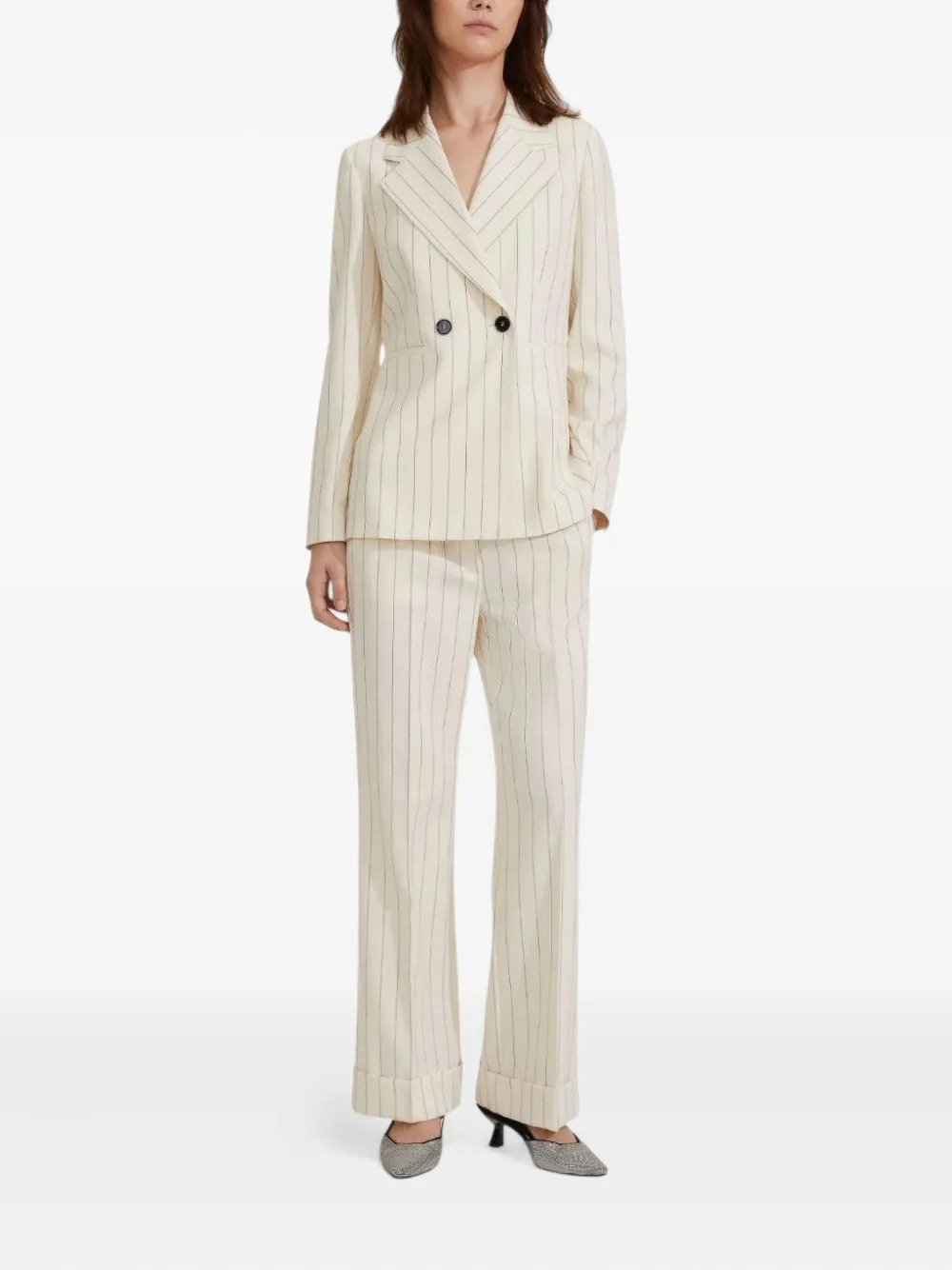 Marella Pinstripe Double-breasted Blazer In White
