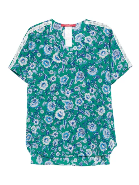 Marina Rinaldi Cinese floral-print lace-trimmed top