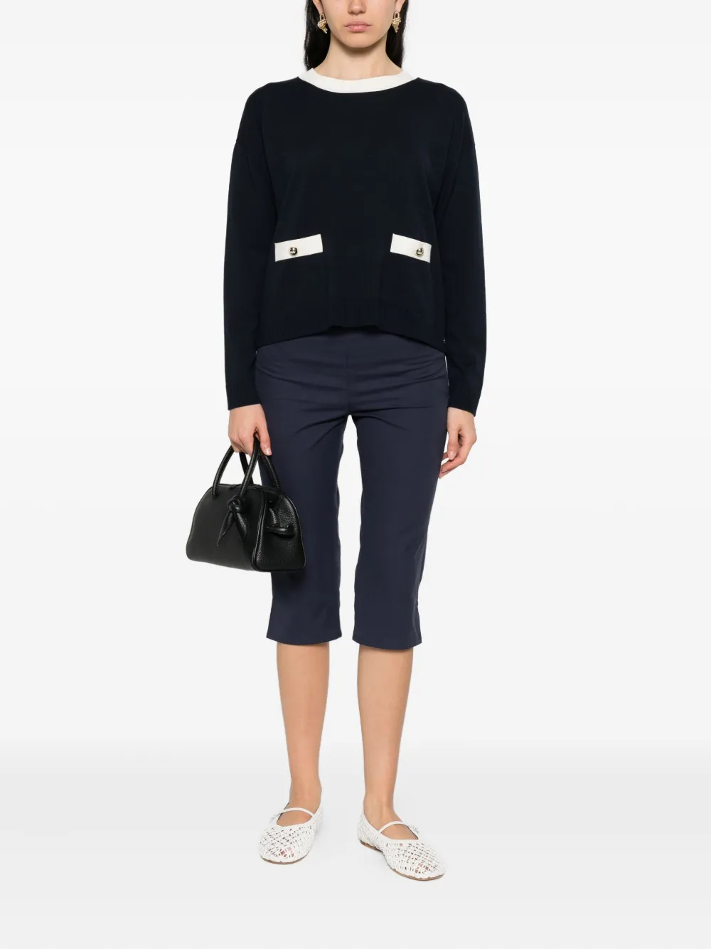 Pennyblack Pocket-detail Reverse Cardigan In Blue
