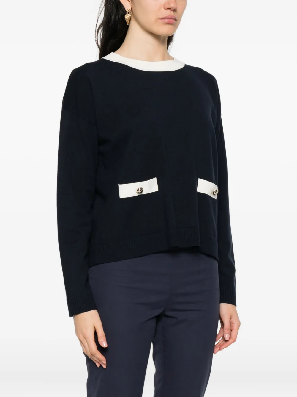 Pennyblack Pocket-detail Reverse Cardigan In Blue