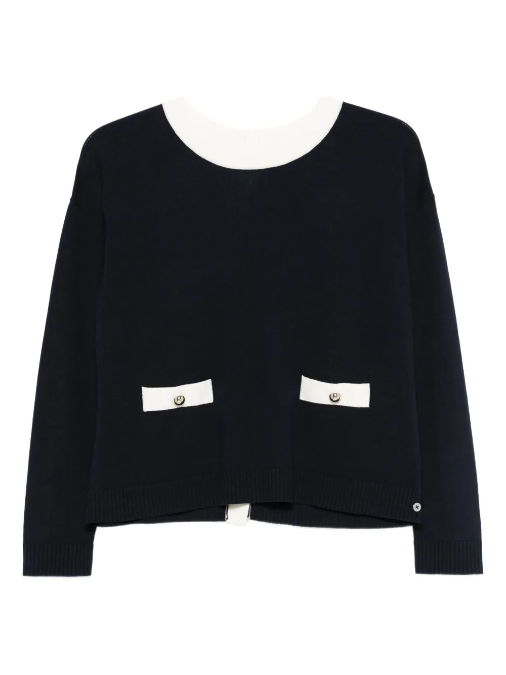 Pennyblack Pocket-detail Reverse Cardigan In Blue