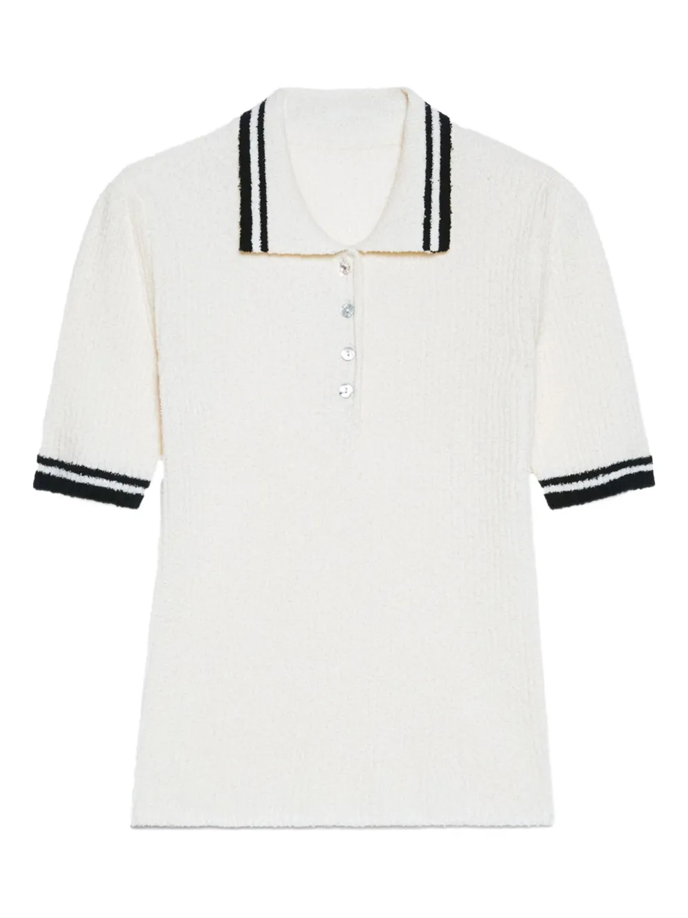 Pennyblack Ribbed-knit Polo Top In White