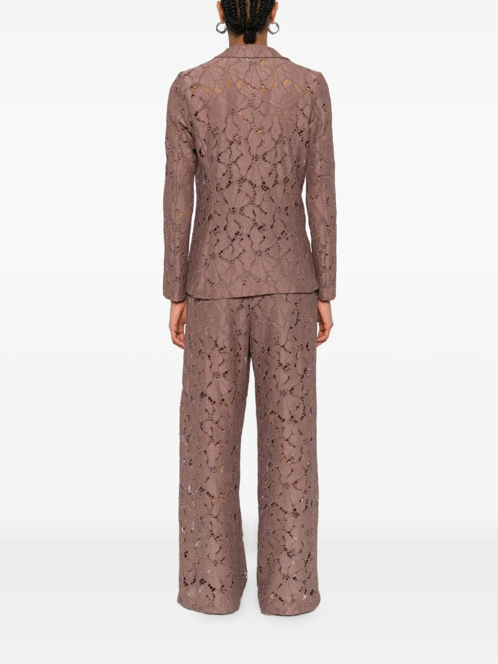 Marella lace-detailing suit Bruin
