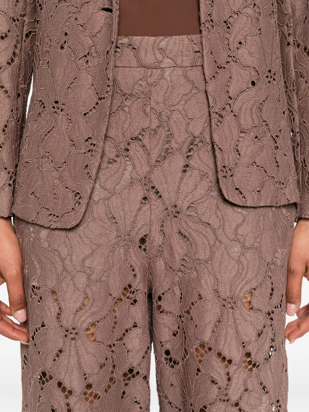 Marella lace-detailing suit Bruin