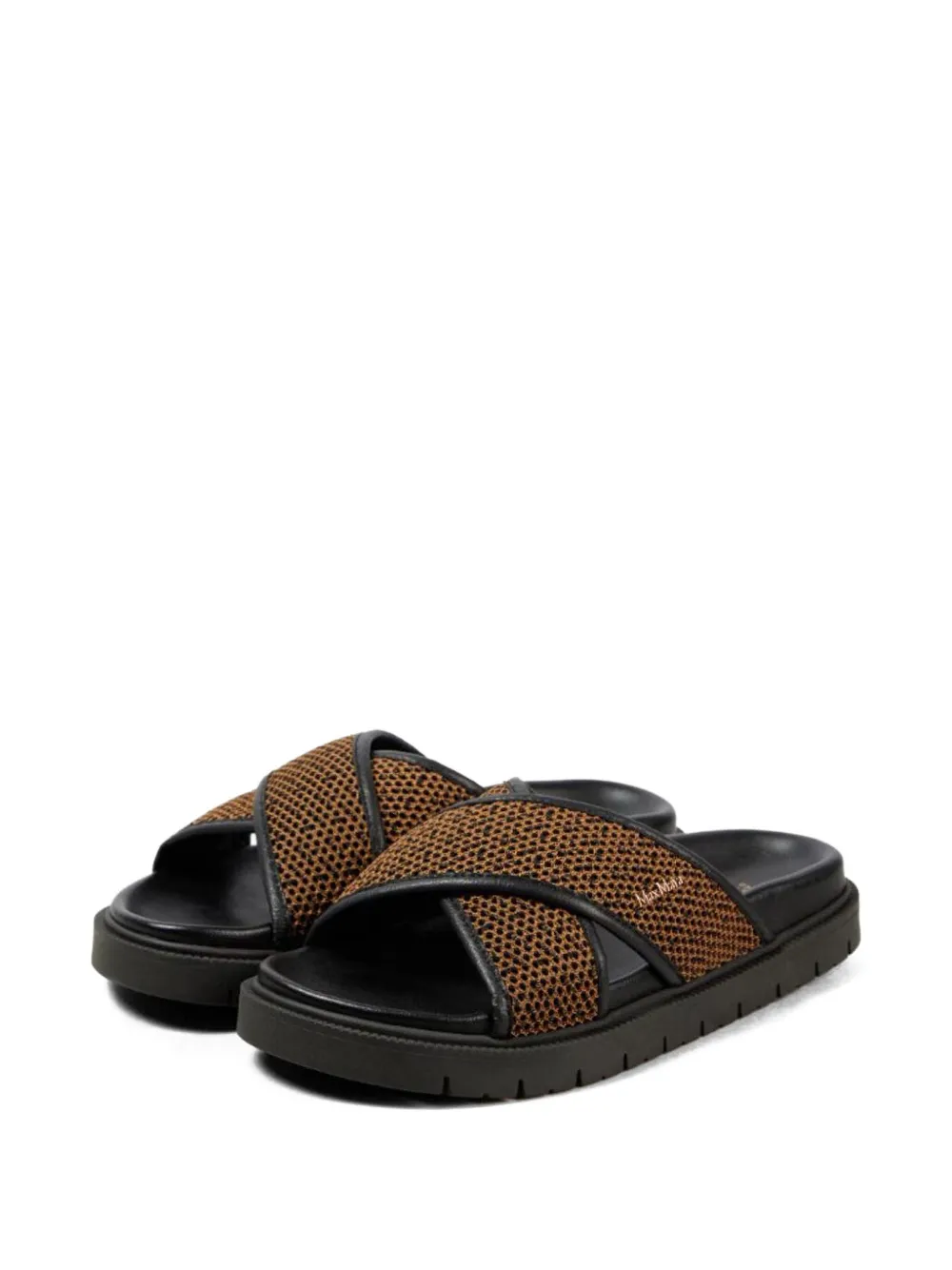 Max Mara cross-strap flat slides Brown