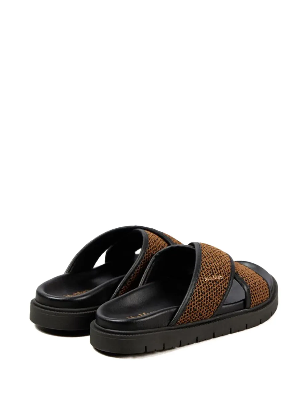 Max Mara cross-strap flat slides Brown