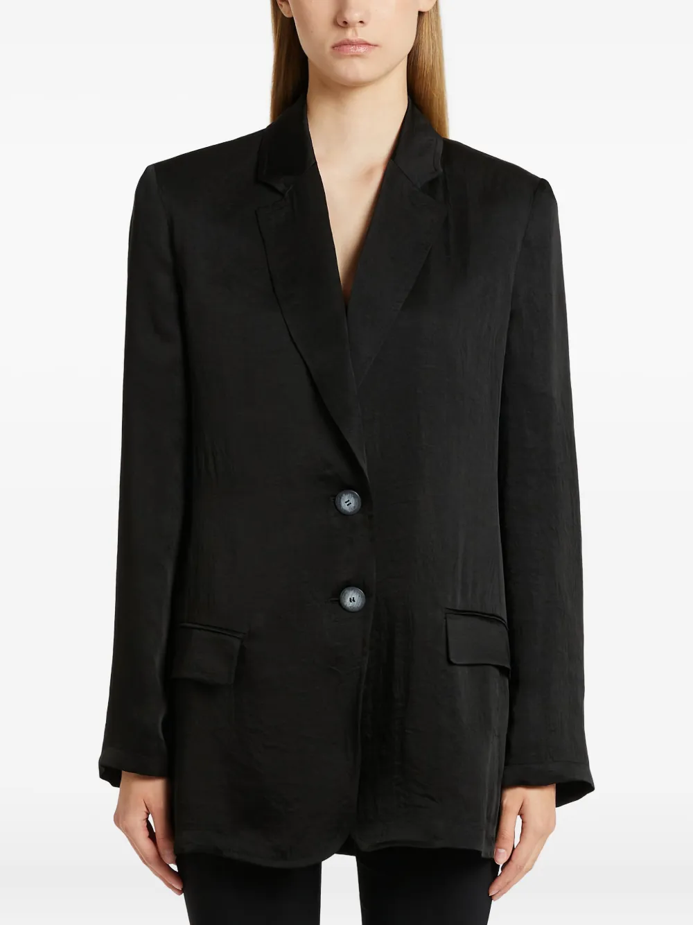 Monochrome Notched-lapel Blazer In Black