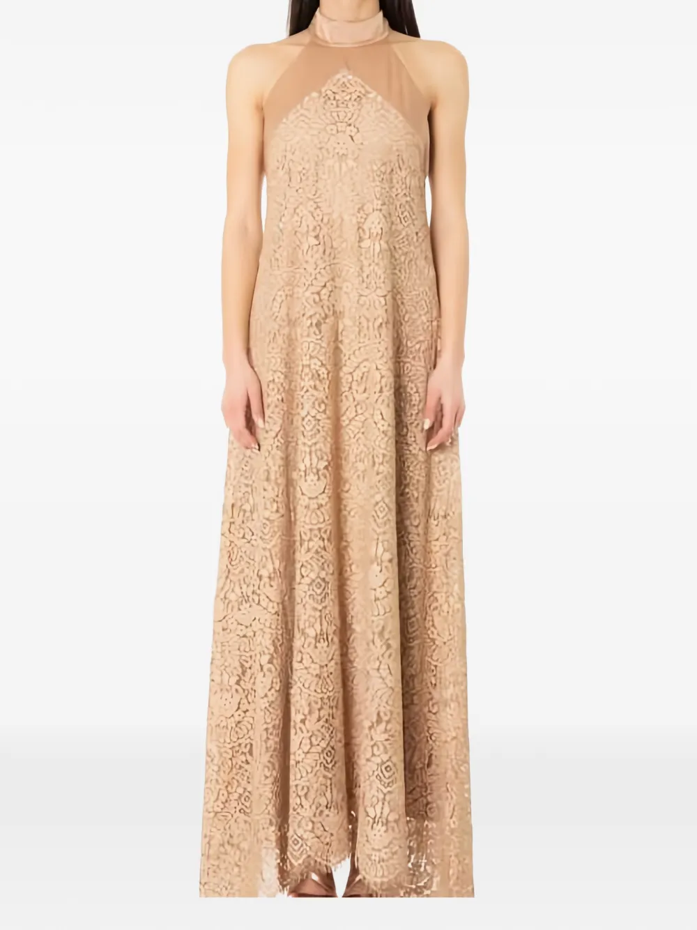 D.Exterior lace-overlay gown - Toni neutri