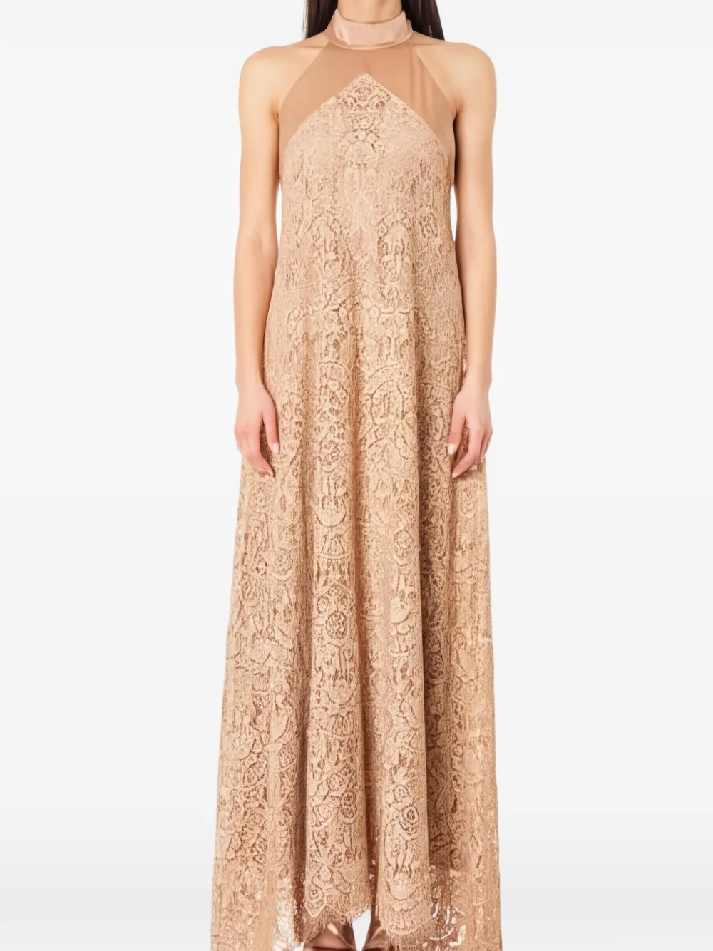 D.Exterior lace-overlay gown - Toni neutri