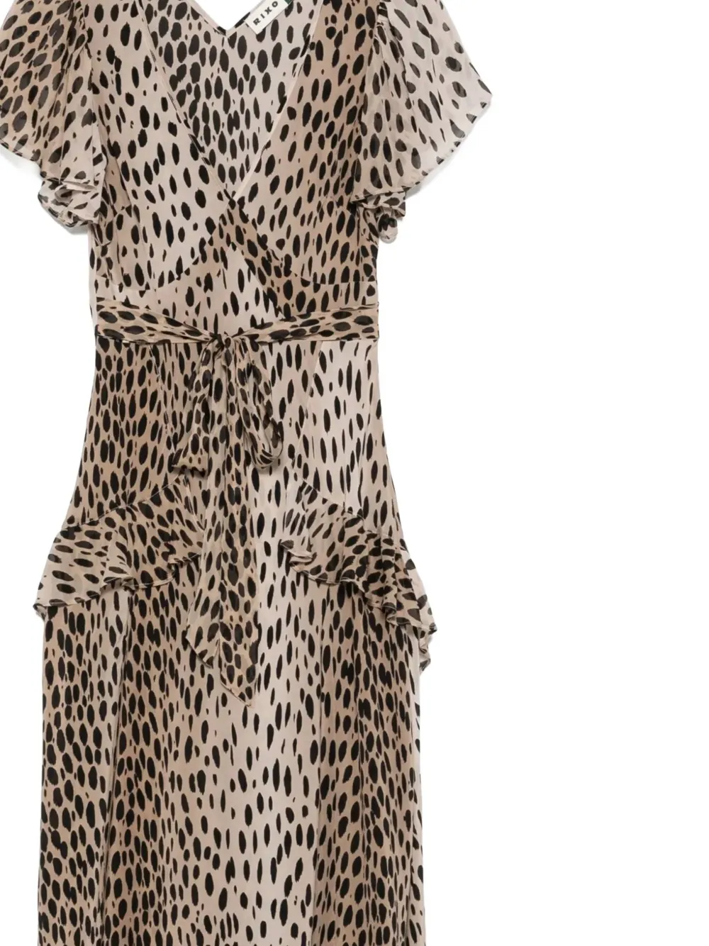 Rixo leopard-print silk midi dress Beige