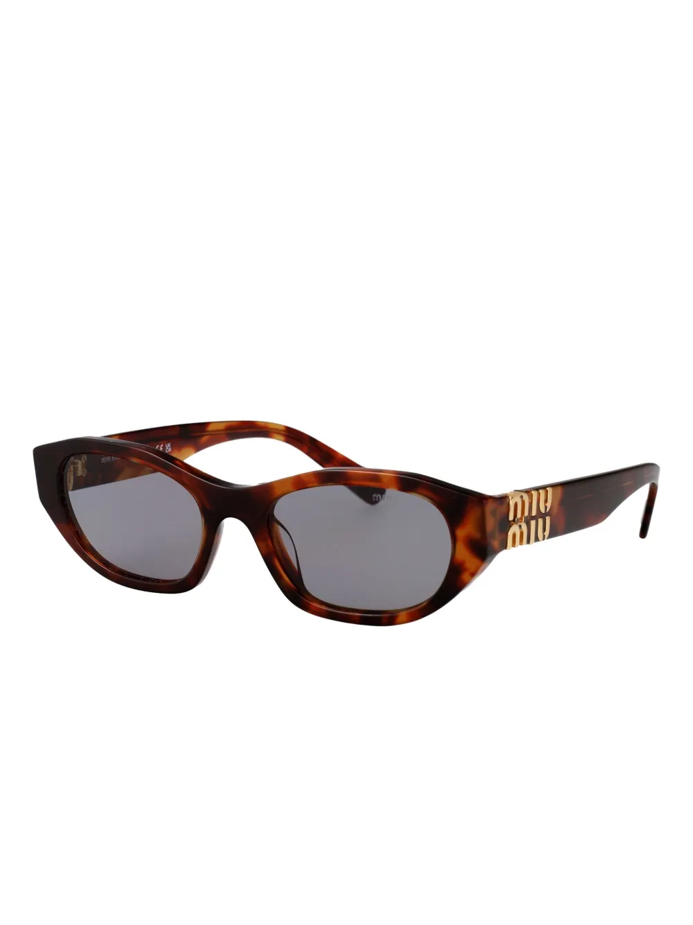 Miu Eyewear Zonnebril met logoplakkaat en schildpadschild-design Bruin