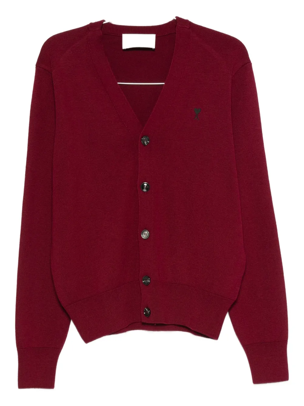 AMI Paris button-front logo-embroidery cardigan - Rosso