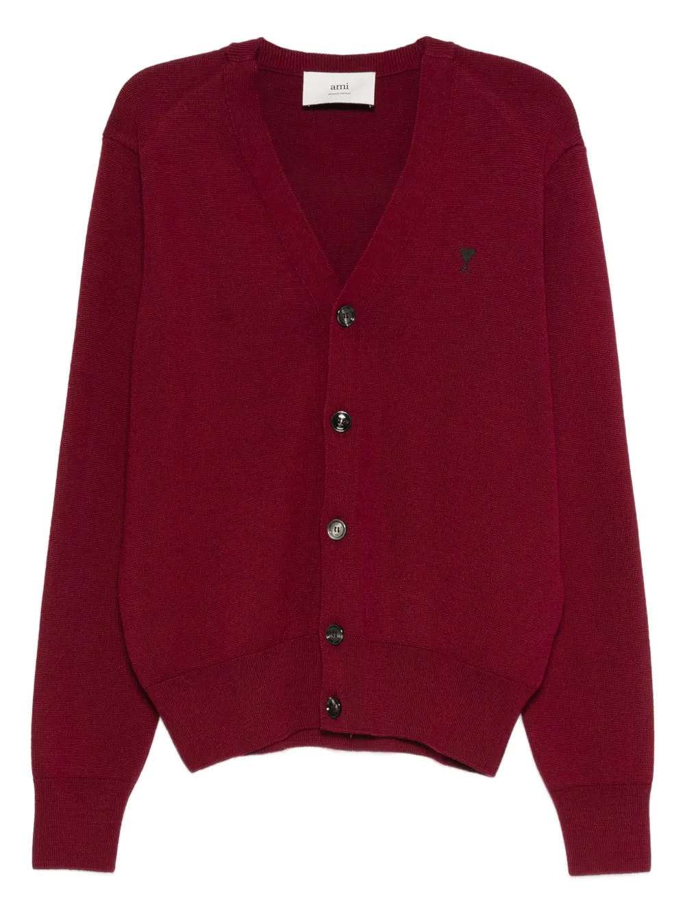Ami Alexandre Mattiussi Button-front Logo-embroidery Cardigan In Red