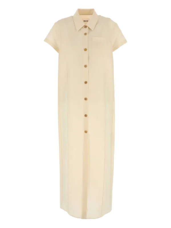 khaite shirt dress KHAITE Effy Dress in Natural - Prints/Patterns Designer Dress