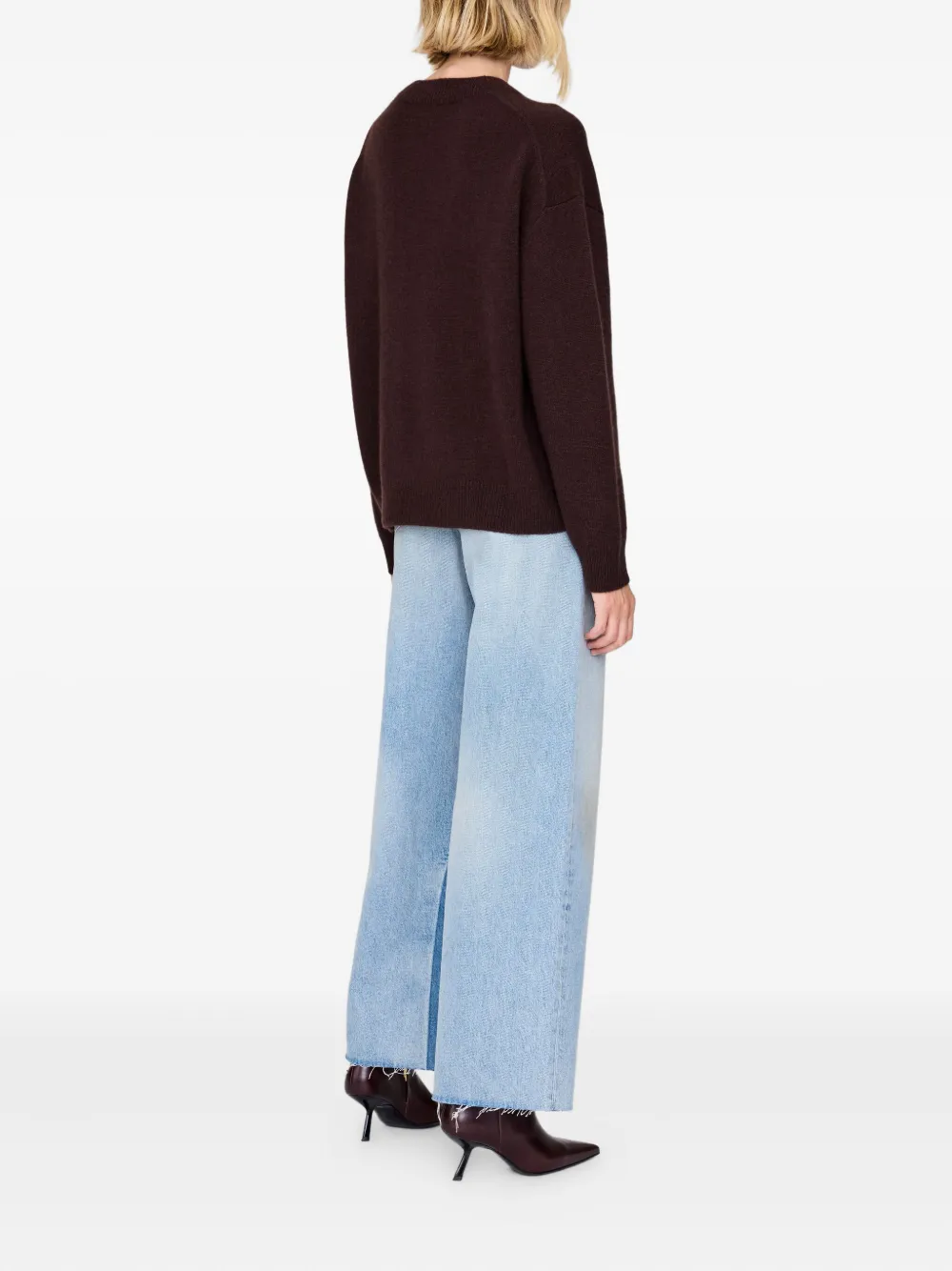 ANINE BING Trui met ronde hals BWN34 DARK BROWN