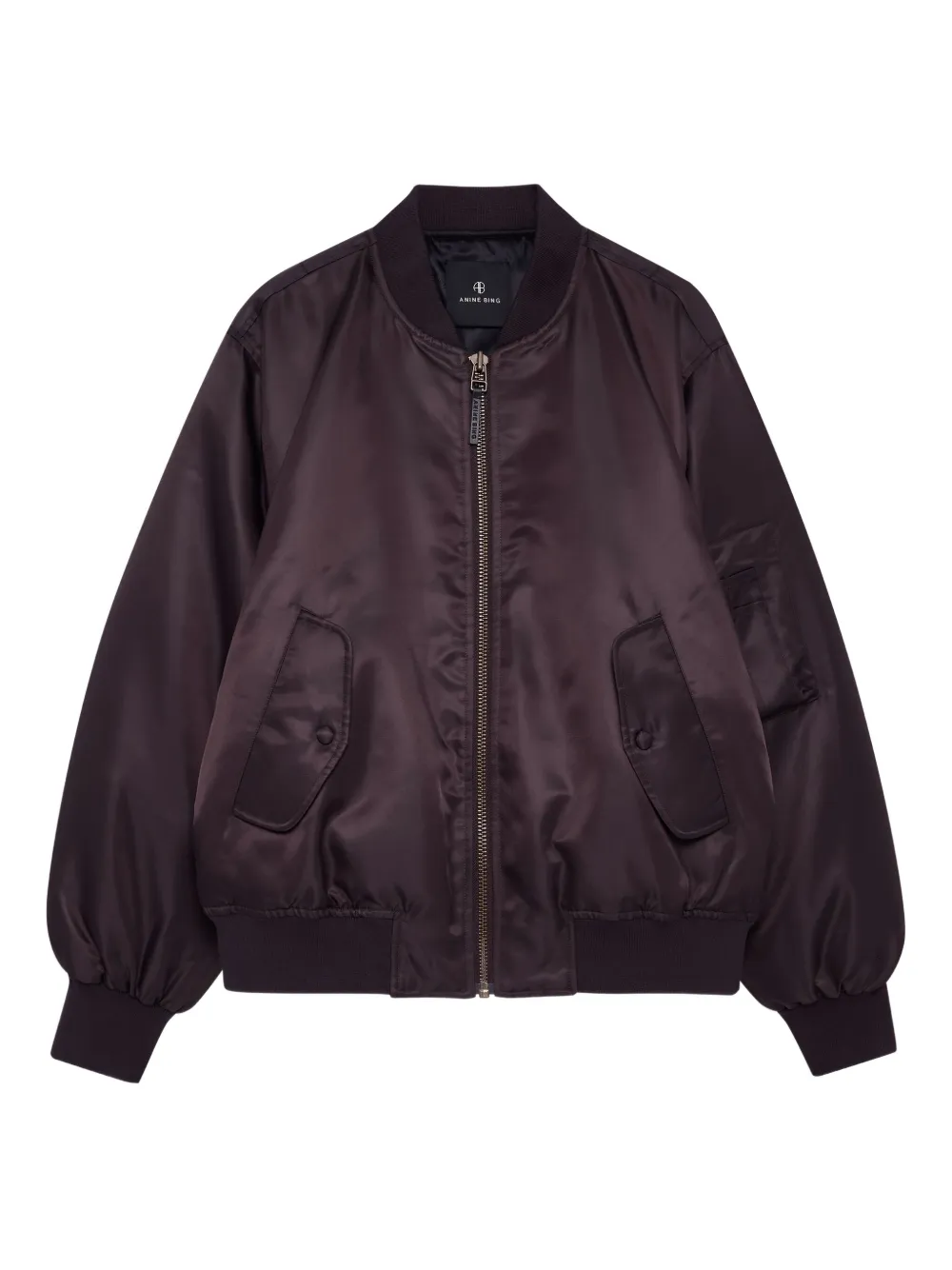 ANINE BING Leon satin bomber jacket | Brown | Image 1