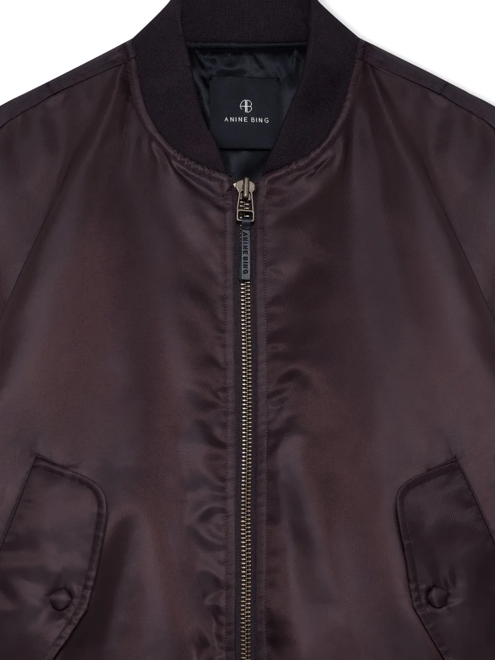 Anine Bing Leon Satin Bomber Jacket In Brown