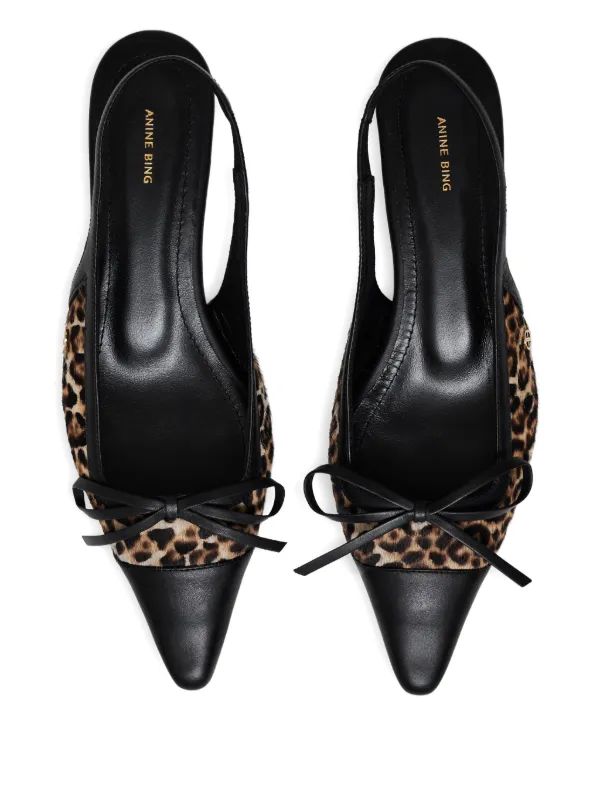 ANINE BING Zoey leopard-print Slingback Ballet Flats Black