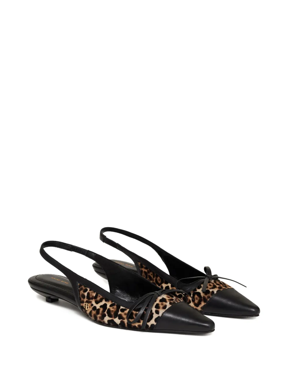 Anine Bing Zoey Leopard-print Slingback Ballet Flats In Black