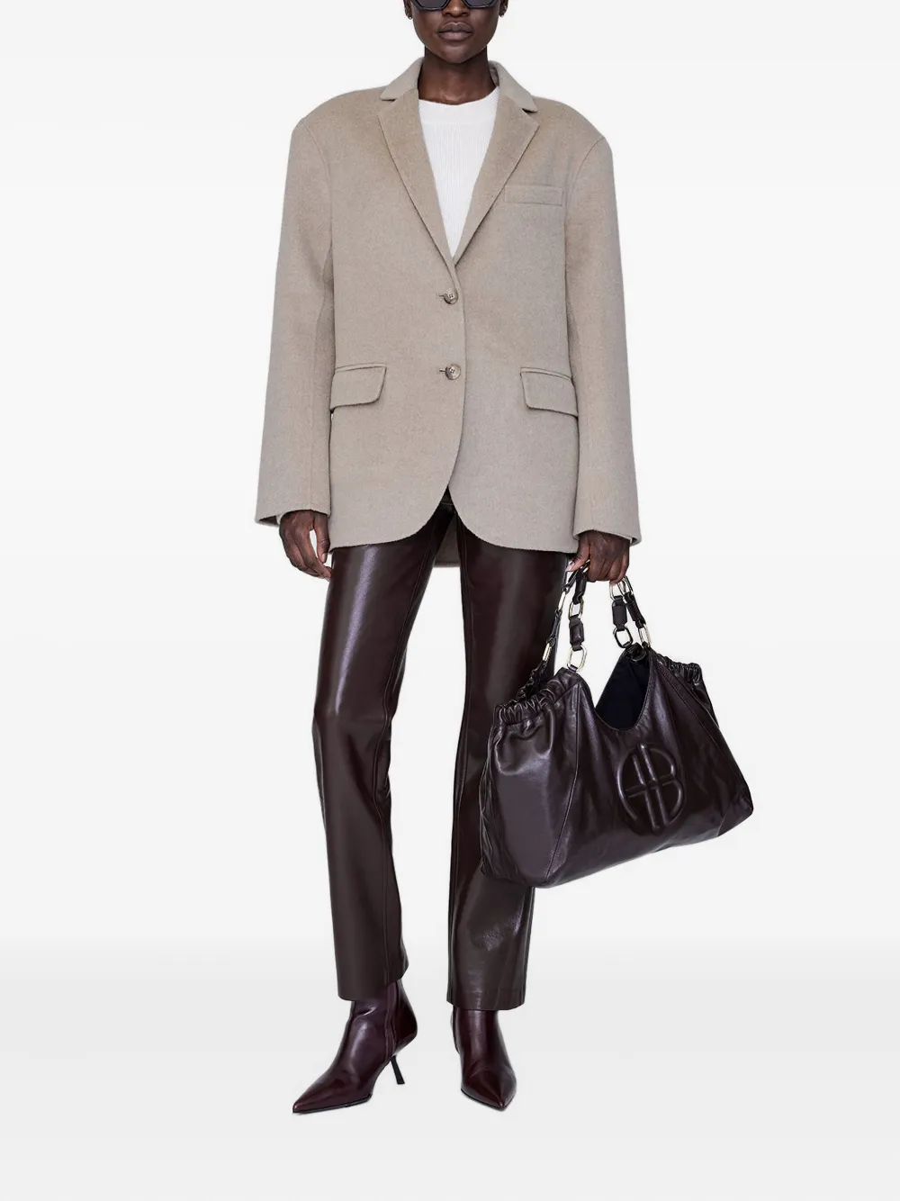 ANINE BING Blazer met enkele rij knopen Beige