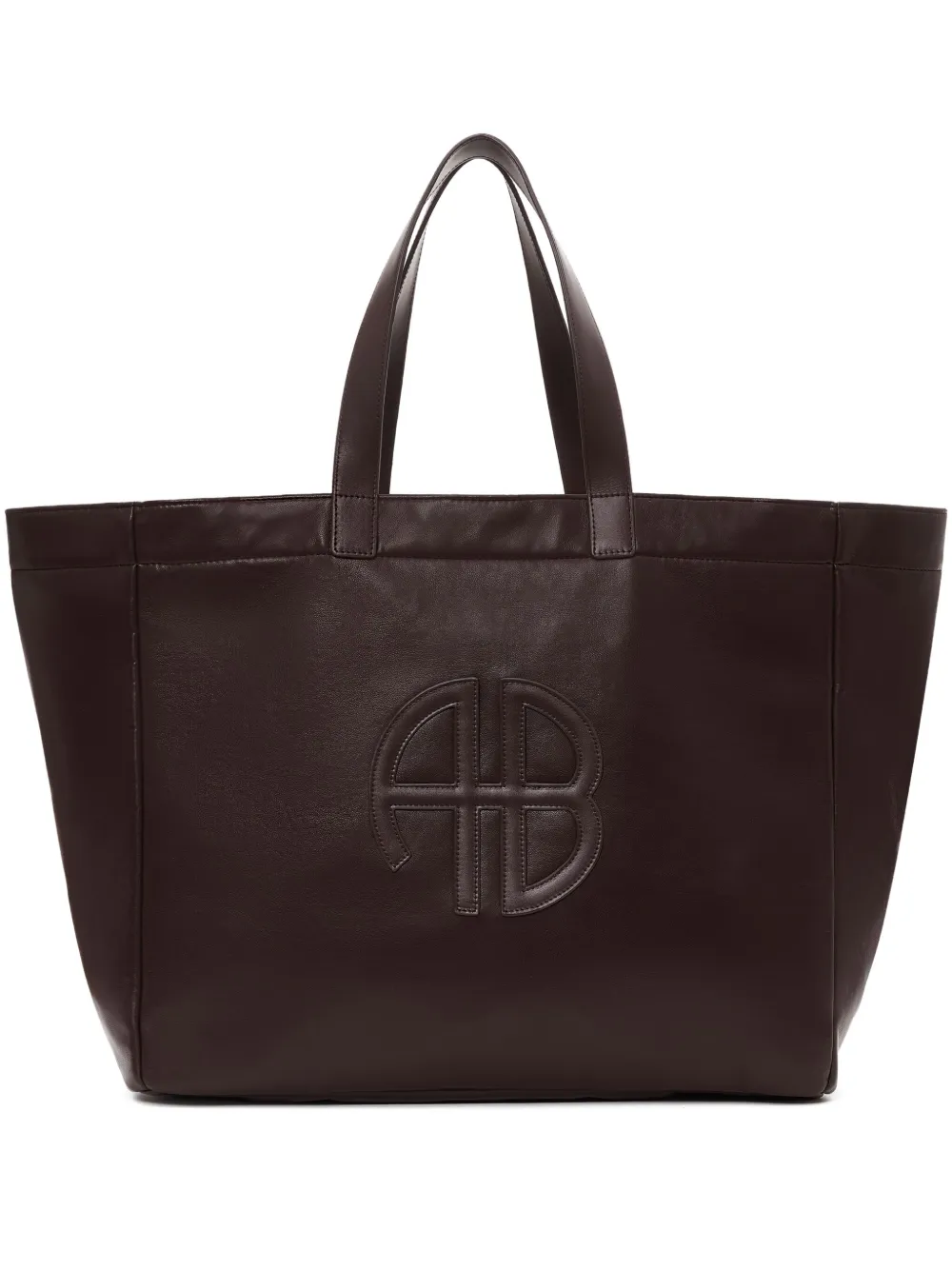 ANINE BING Grote Rio leren shopper met logoplakkaat Rood