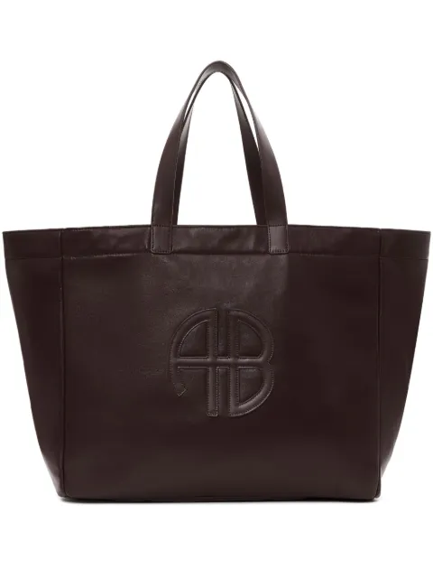 ANINE BING large Rio logo-plaque leather tote bag