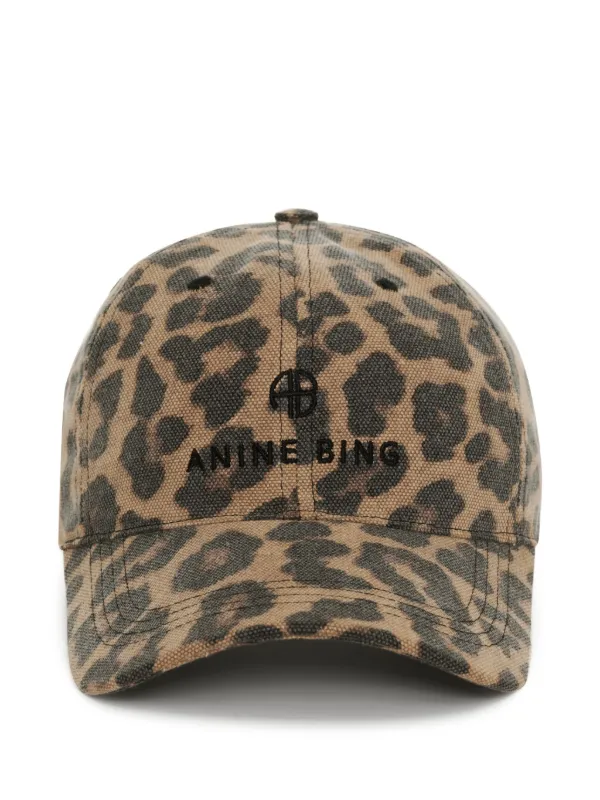 Anine Bing JeremyLeopard Print Baseball Cap - Tan & Black ANINE BING Jeremy Baseball Cap - Black And Brown Leopard main image 3