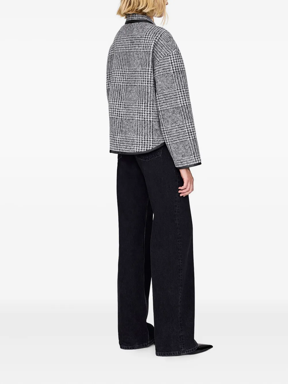 Anine Bing Check-pattern Jacket In Black