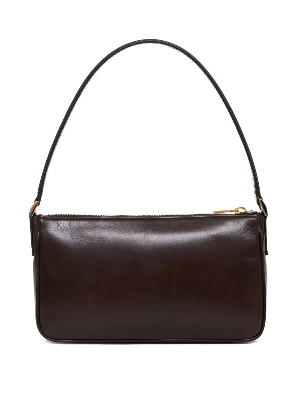 Anine Bing Minimalist Calfskin Shoulder Bag With Gold-tone Accents In Brown