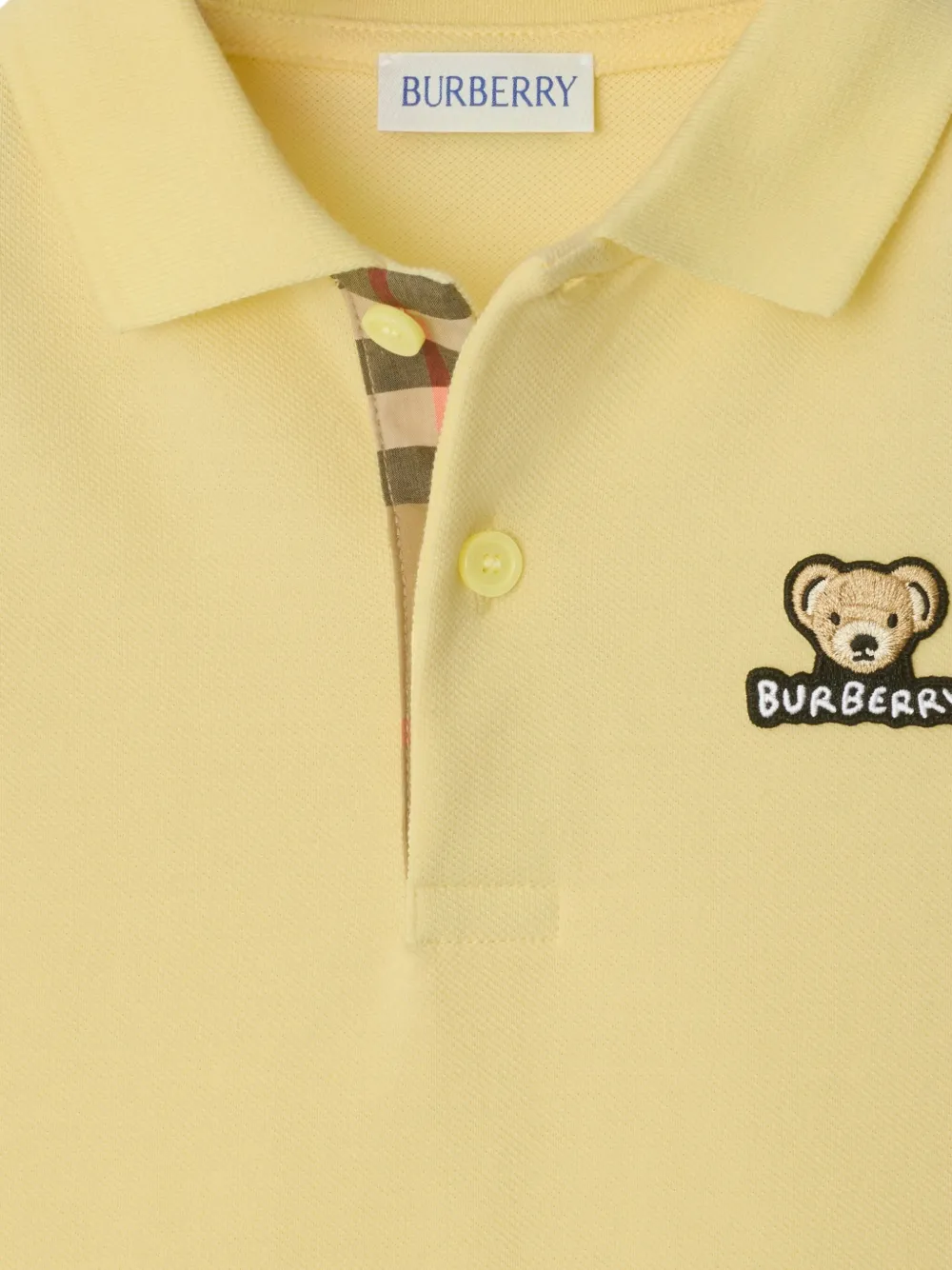 Burberry Kids Poloshirt met beerprint Geel