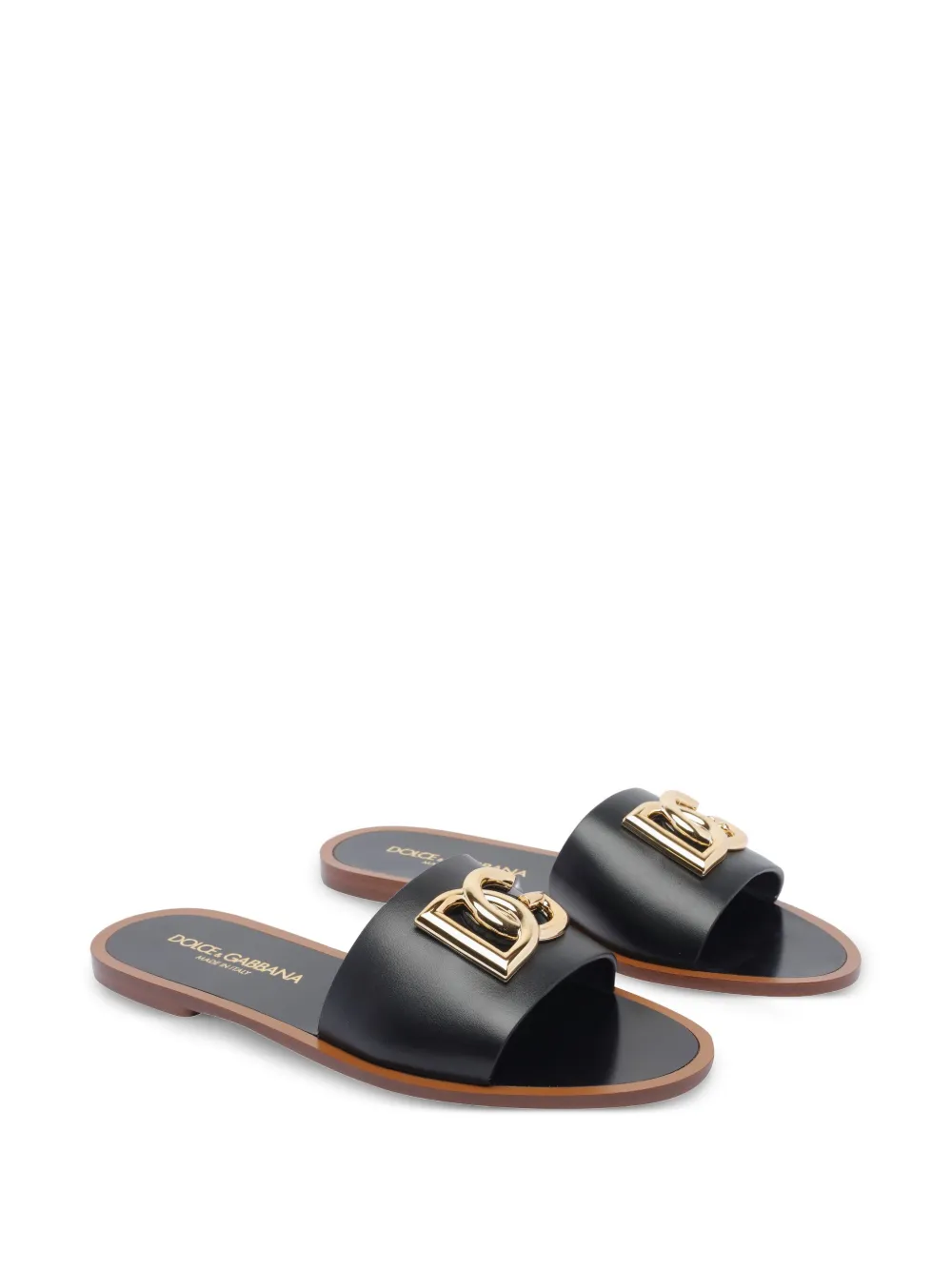 Dolce 
Gabbana DG-logo leather sandals Black