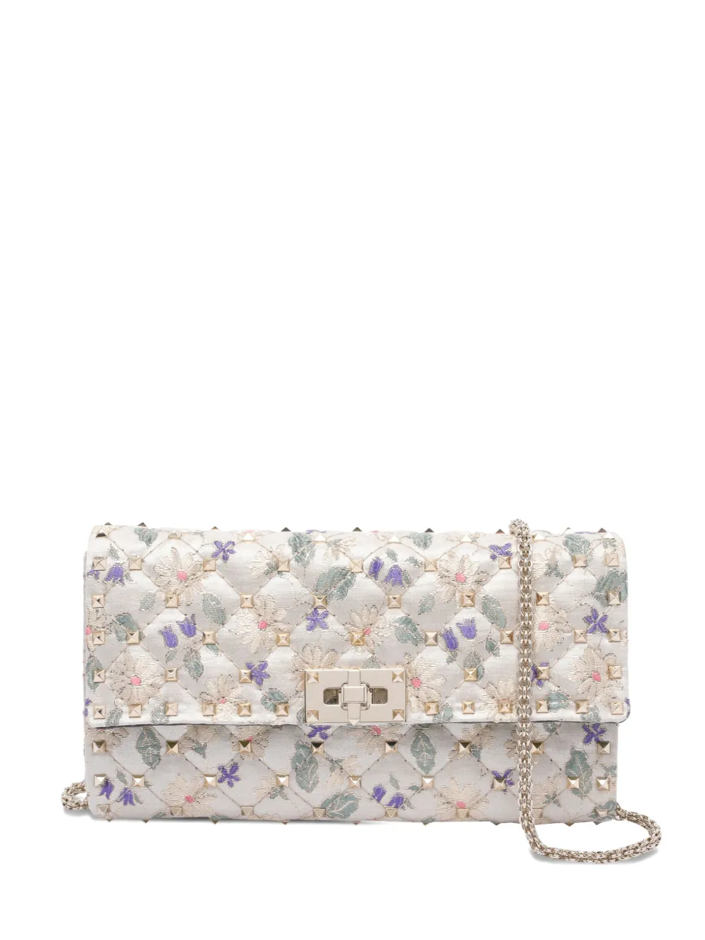 Valentino Garavani quilted floral-print crossbody bag Wit