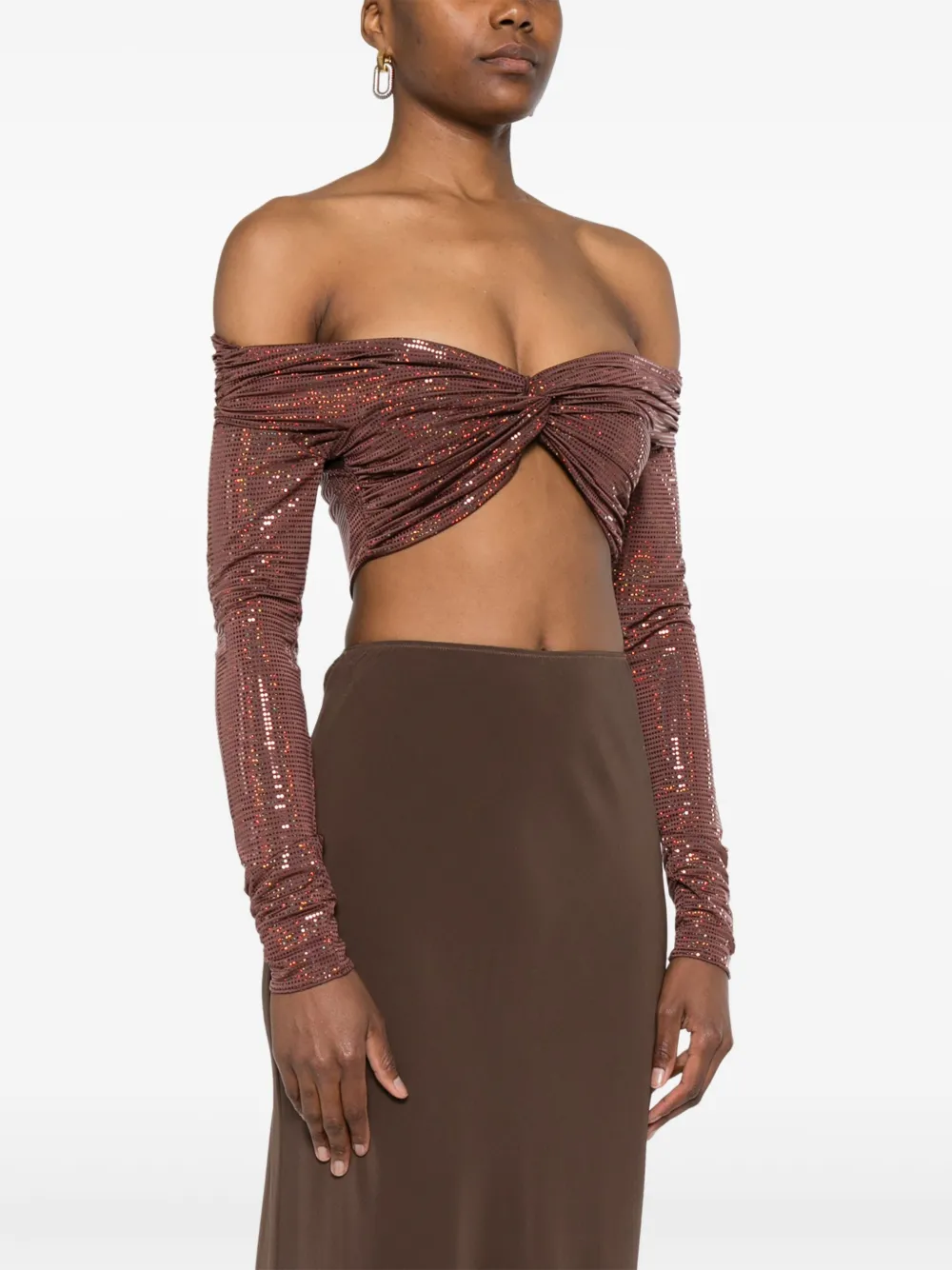 The New Arrivals Ilkyaz Ozel Tanktop met gedraaid detail Bruin