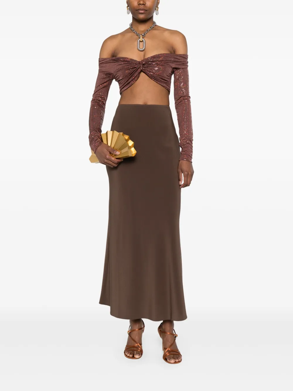 The New Arrivals Ilkyaz Ozel Tanktop met gedraaid detail - Bruin