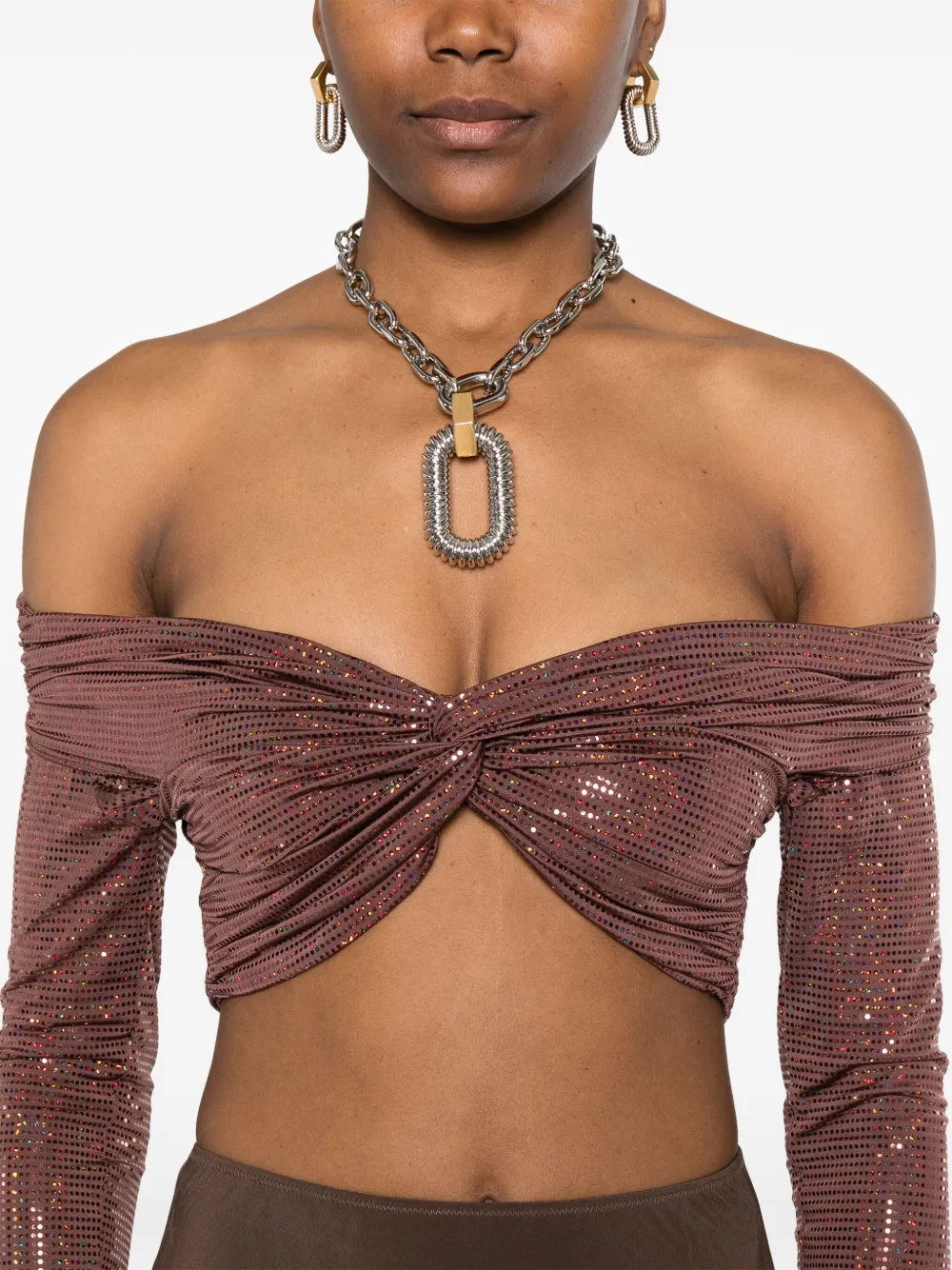 The New Arrivals Ilkyaz Ozel Tanktop met gedraaid detail Bruin