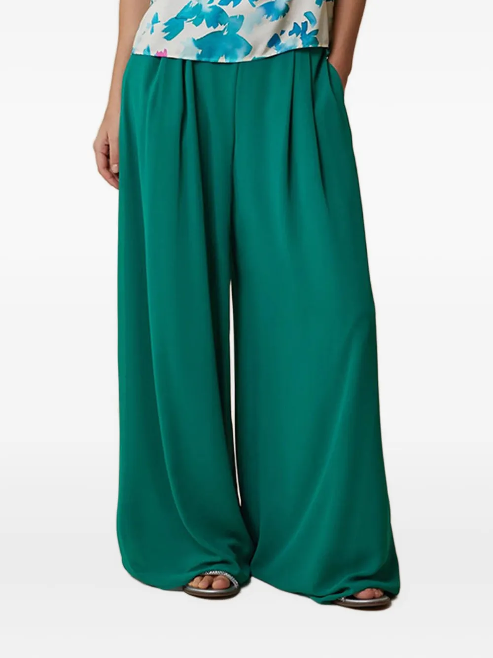 Pennyblack Plooibroek met wijde pijpen - Groen