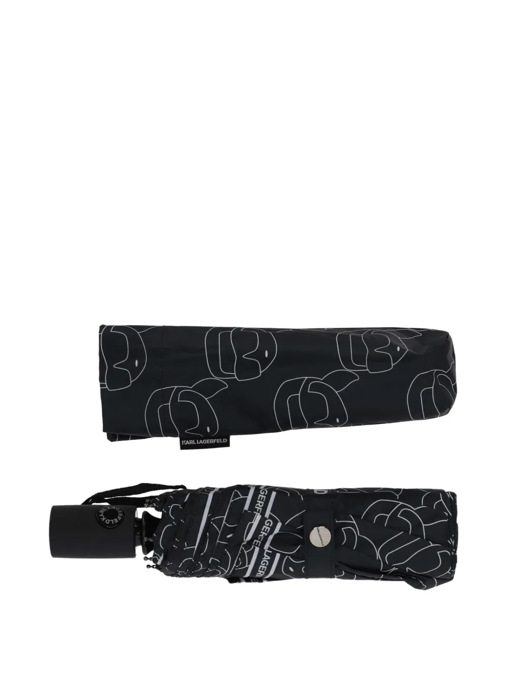Karl Lagerfeld logo-print compact umbrella - Zwart