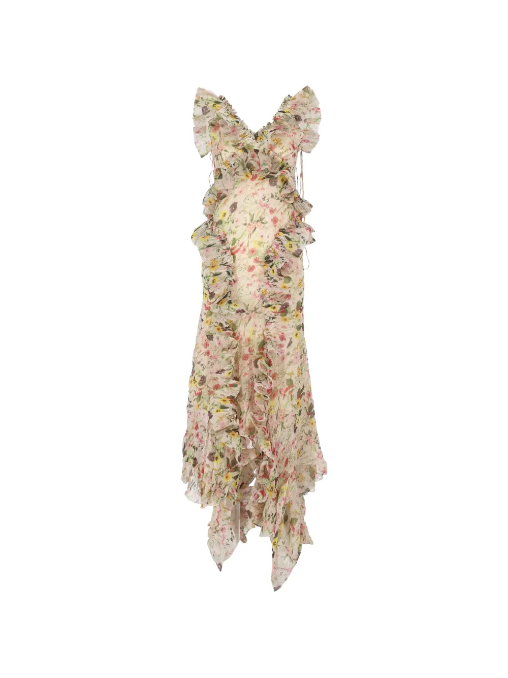 Marques'Almeida floral-print asymmetric dress - Toni neutri
