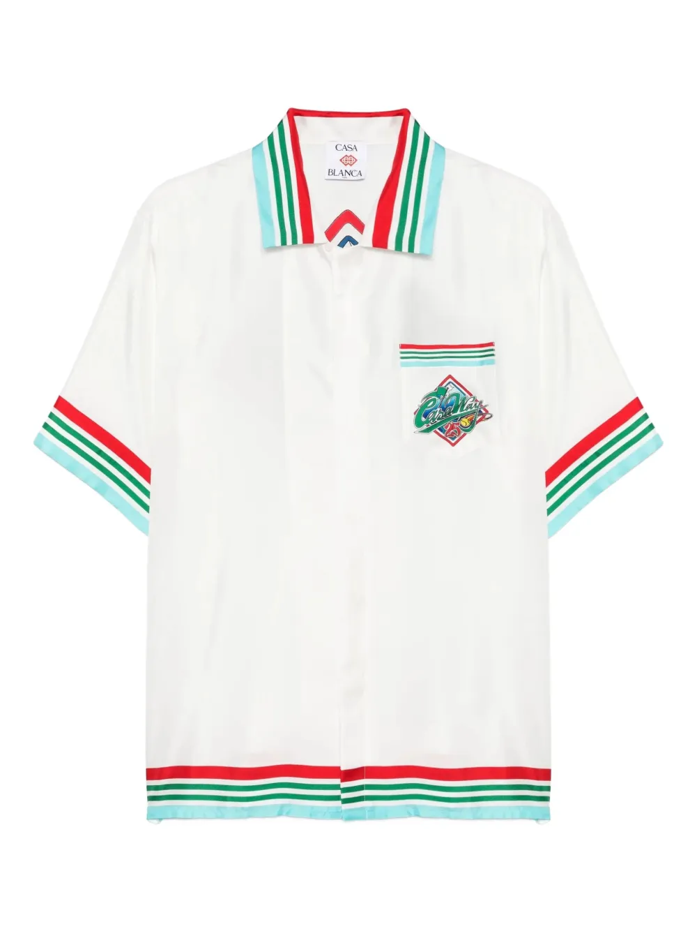 Casablanca Casa Way World Series blouse met grafische prints en korte mouwen Wit