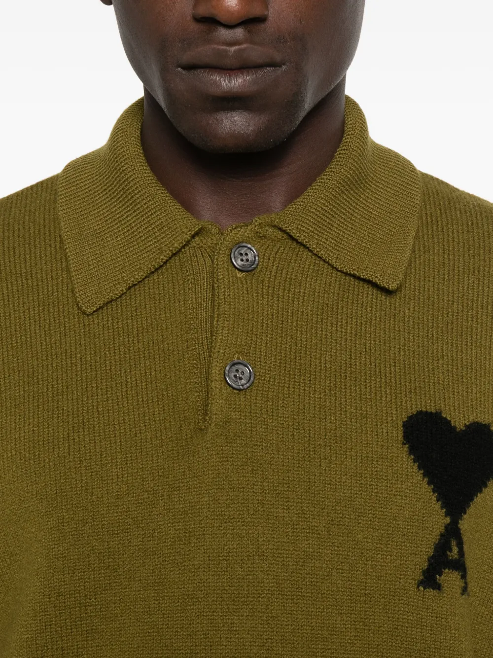 AMI Paris Ami De Coeur wollen poloshirt Groen
