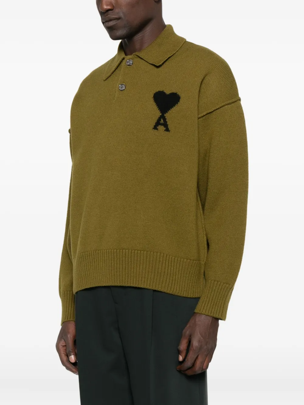 AMI Paris Ami De Coeur wollen poloshirt Groen