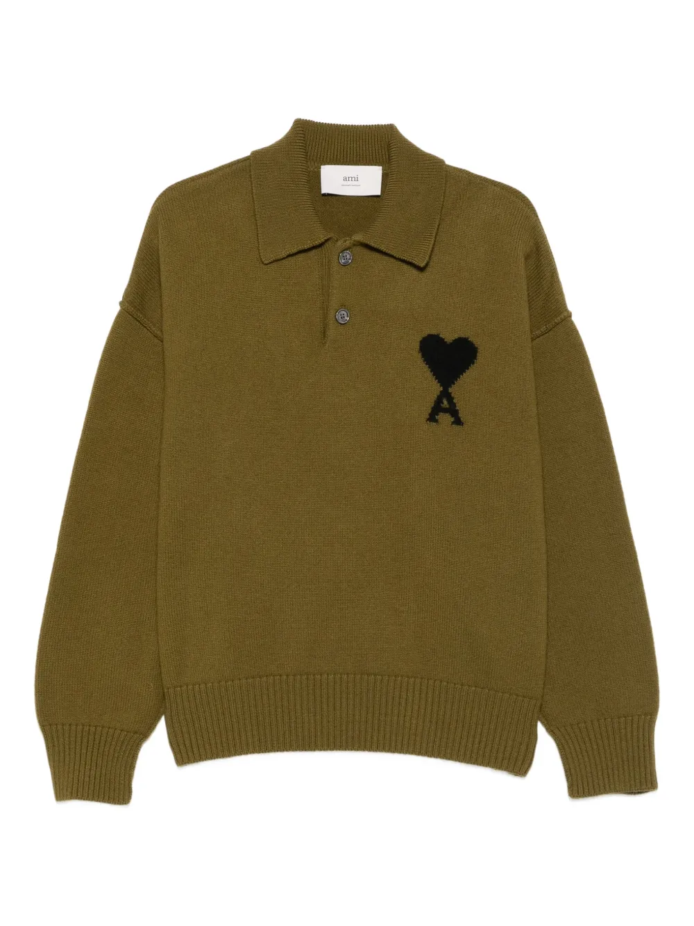 AMI Paris Ami De Coeur wollen poloshirt Groen