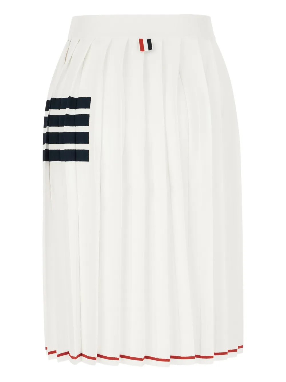 Thom Browne Pleated Dachshund-intarsia Knit Midi Skirt In White