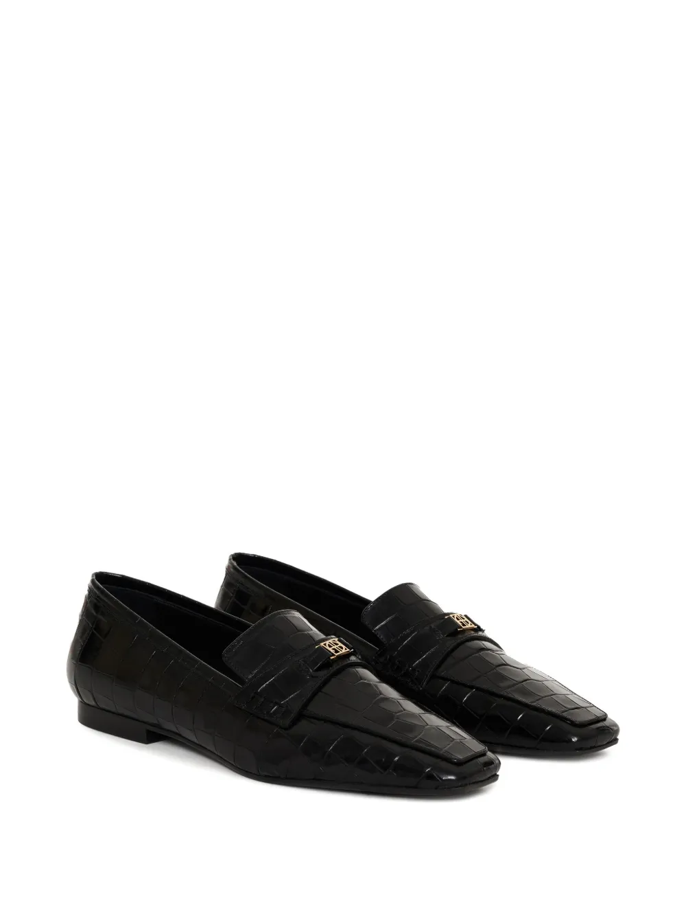 ANINE BING Freya crocodile-embossed loafers Black